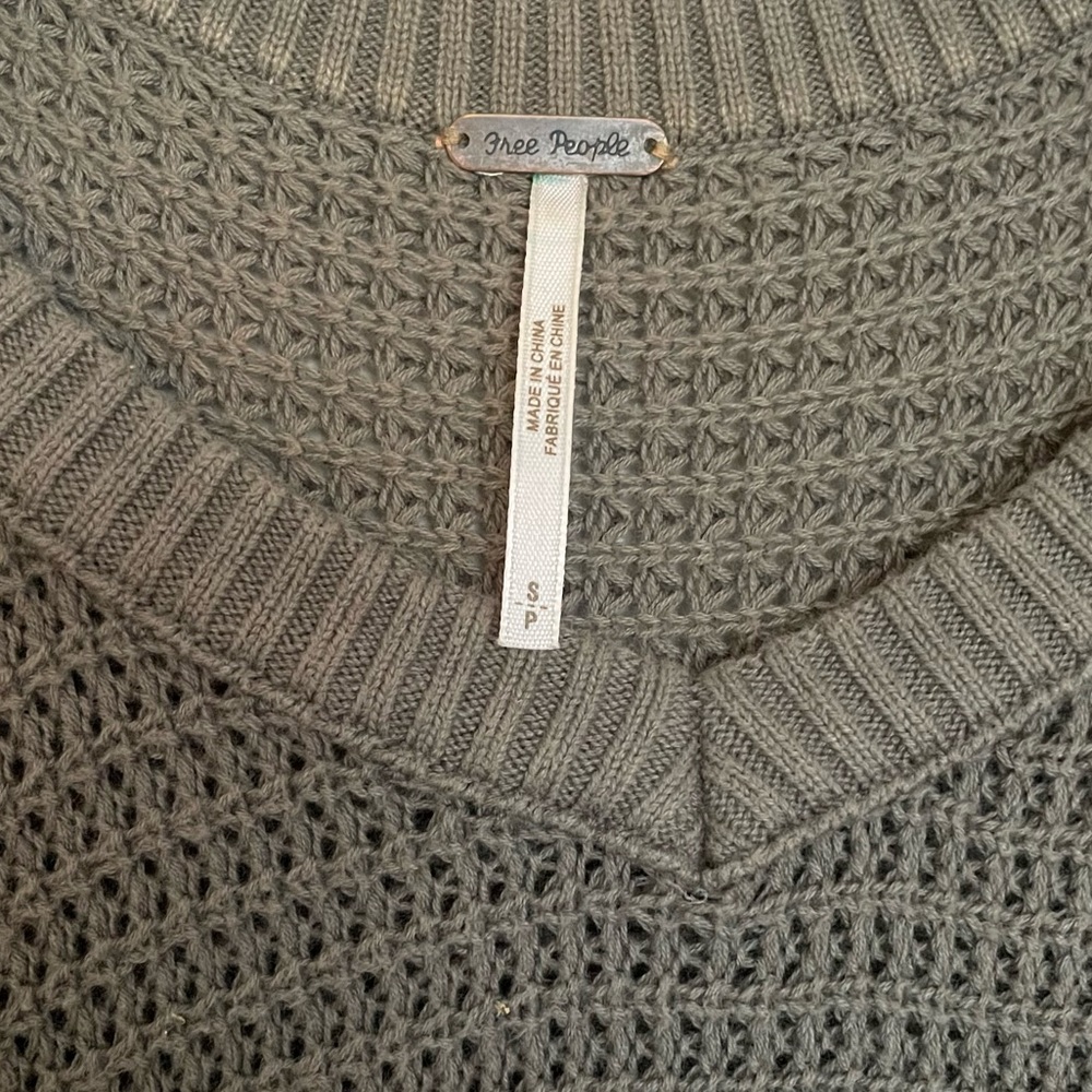 Free People Sweater- Olive green, cold shoulder top - Picture 2 of 3